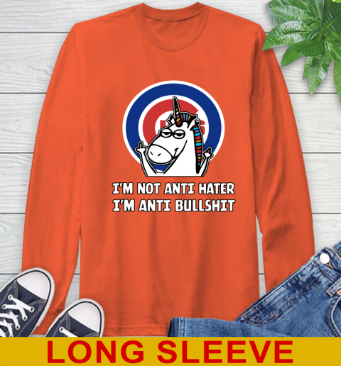 Chicago Cubs MLB Baseball Unicorn I'm Not Anti Hater I'm Anti Bullshit Long Sleeve T-Shirt 5