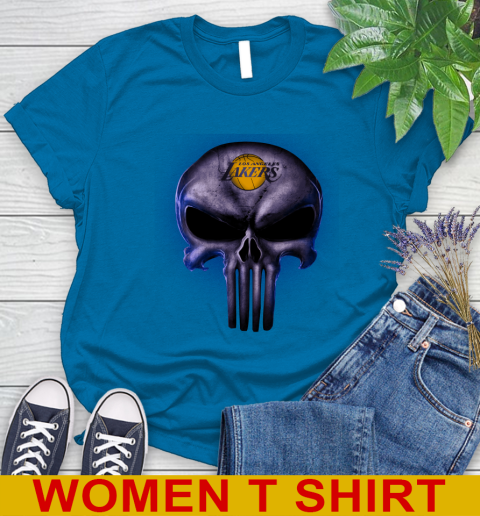 Los Angeles Lakers NBA Basketball Punisher Skull Sports Women's T-Shirt 8