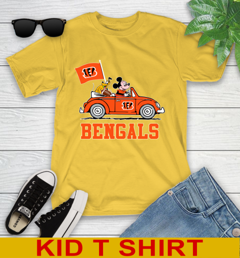 NFL Football Cincinnati Bengals Pluto Mickey Driving Disney Shirt Youth T-Shirt 8