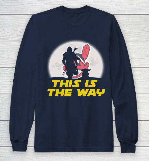Cleveland Indians MLB Baseball Star Wars Yoda And Mandalorian This Is The Way Long Sleeve T-Shirt 2