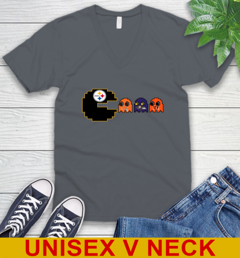 Pittsburgh Steelers NFL Football Pac Man Champion V-Neck T-Shirt 5