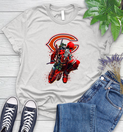 NFL Deadpool Marvel Comics Sports Football Chicago Bears Women's T-Shirt