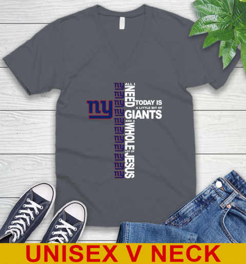 NFL All I Need Today Is A Little Bit Of New York Giants Cross Shirt V-Neck T-Shirt 4