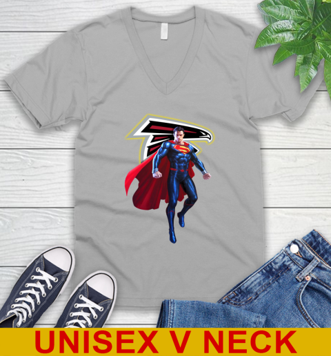 NFL Superman DC Sports Football Atlanta Falcons V-Neck T-Shirt 4