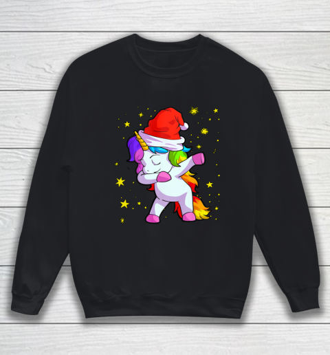 Christmas Unicorn Shirt for Girls Santa Hat Xmas Gift Sweatshirt