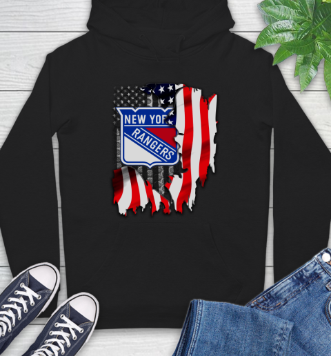 New York Rangers NHL Hockey American Flag Hoodie