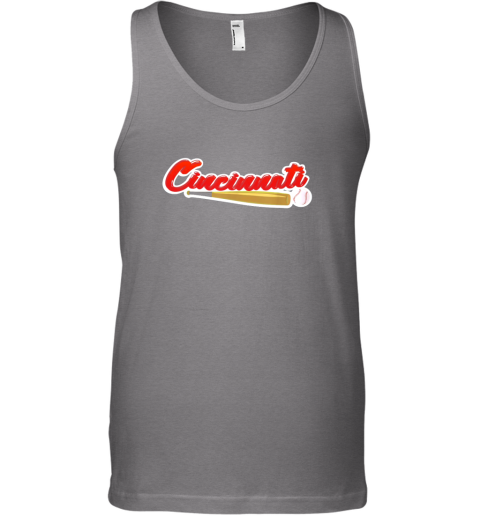 dr0b vintage cincinnati baseball shirt reds ohio baseball unisex tank 17 front graphite heather