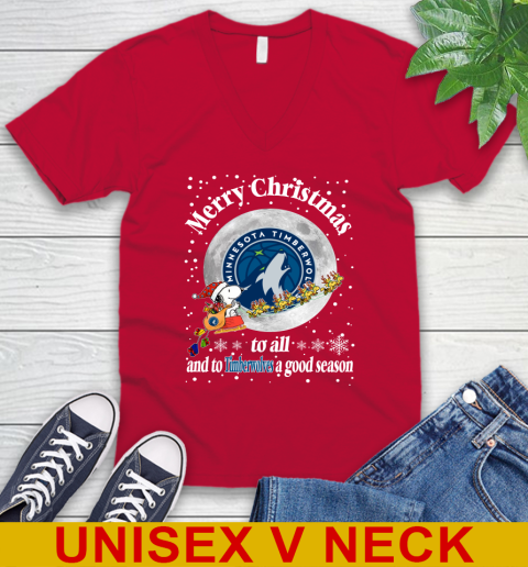 Minnesota Timberwolves Merry Christmas To All And To Timberwolves A Good Season NBA Basketball Sports V-Neck T-Shirt 6
