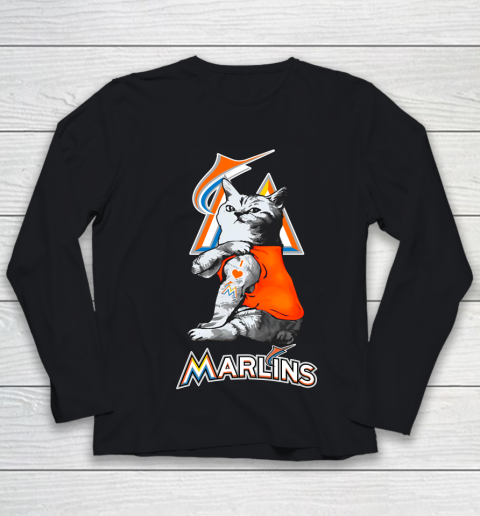 MLB Baseball My Cat Loves Miami Marlins Youth Long Sleeve