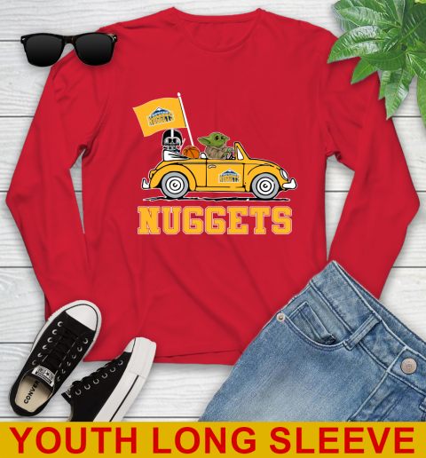 NBA Basketball Denver Nuggets Darth Vader Baby Yoda Driving Star Wars Shirt Youth Long Sleeve 11