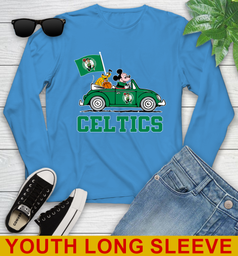 NBA Basketball Boston Celtics Pluto Mickey Driving Disney Shirt Youth Long Sleeve 8