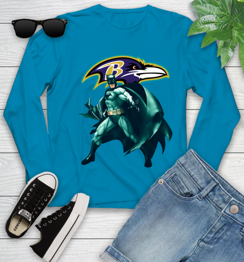 NFL Batman Football Sports Baltimore Ravens Youth Long Sleeve 7