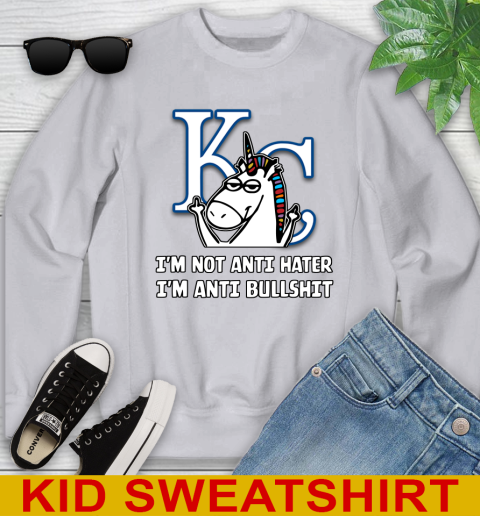 Los Angeles Angels MLB Baseball Unicorn I'm Not Anti Hater I'm Anti Bullshit (2) Youth Sweatshirt 4