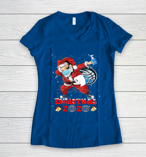 Orlando Magic Funny Santa Claus Dabbing Christmas 2020 NBA Women's V-Neck T-Shirt 7