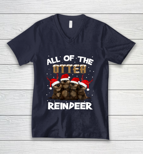All Of Otter Reindeer Christmas Pajamas Tshirt Xmas V-Neck T-Shirt 2