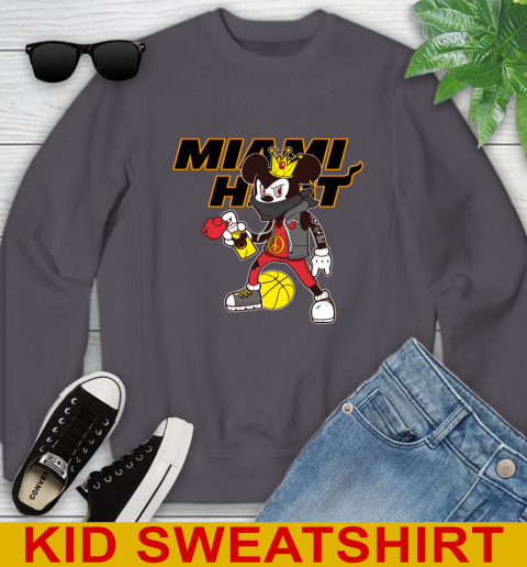 Miami Heat NBA Basketball Mickey Peace Sign Sports Youth Sweatshirt 6