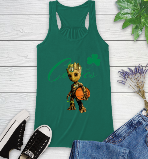 Boston Celtics NBA Basketball Groot Marvel Guardians Of The Galaxy Racerback Tank 7