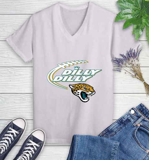 NFL Jacksonville Jaguars Dilly Dilly Football Sports Women's V-Neck T-Shirt