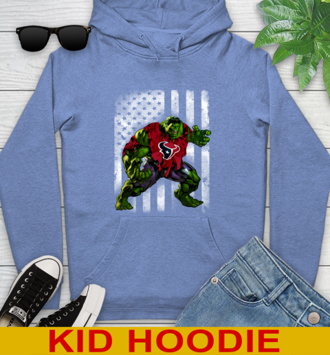 Houston Texans Hulk Marvel Avengers NFL Football American Flag Youth Hoodie 12