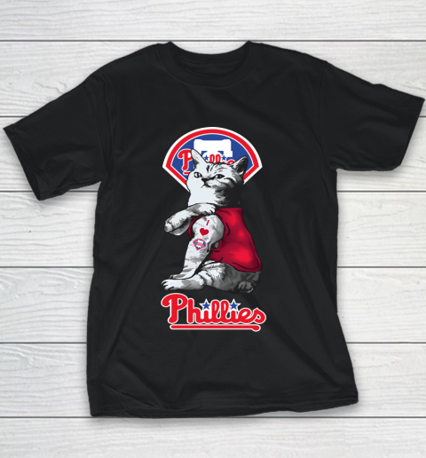 MLB Baseball My Cat Loves Philadelphia Phillies Youth T-Shirt