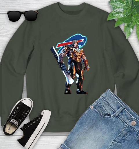 NFL Thanos Gauntlet Avengers Endgame Football Buffalo Bills Youth Sweatshirt 10