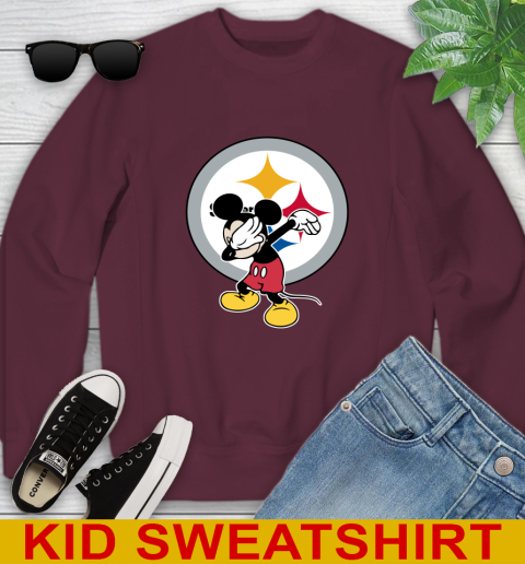 Pittsburgh Steelers NFL Football Dabbing Mickey Disney Sports Youth Sweatshirt 5
