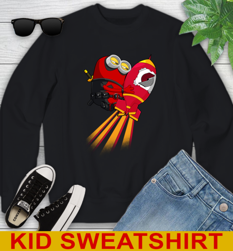NBA Basketball Portland Trail Blazers Deadpool Minion Marvel Shirt Youth Sweatshirt