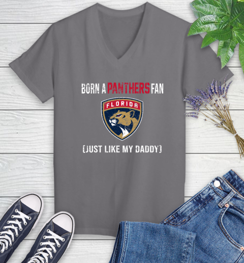 NHL Florida Panthers Hockey Loyal Fan Just Like My Daddy Shirt Women's V-Neck T-Shirt 9