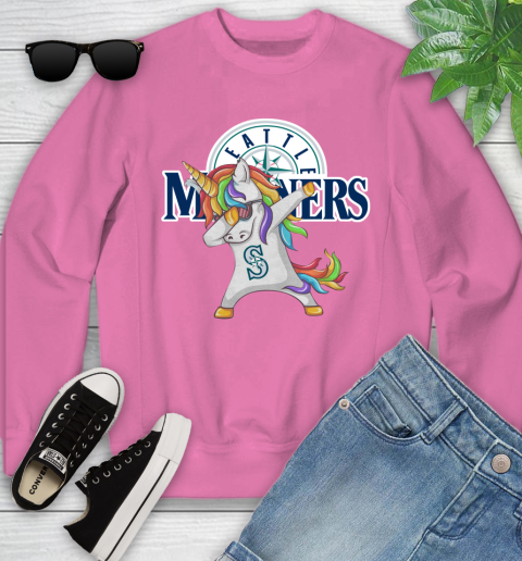Seattle Mariners MLB Baseball Funny Unicorn Dabbing Sports Youth Sweatshirt 7