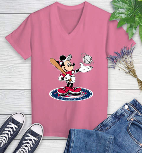 MLB Baseball Minnesota Twins Cheerful Mickey Disney Shirt Women's V-Neck T-Shirt 11