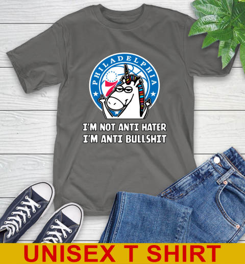 Philadelphia 76ers NBA Basketball Unicorn I'm Not Anti Hater I'm Anti Bullshit T-Shirt 8