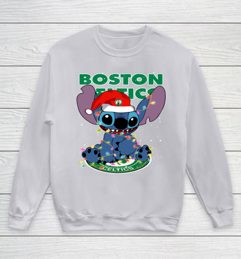 Boston Celtics NBA noel stitch Basketball Christmas Youth Sweatshirt 2