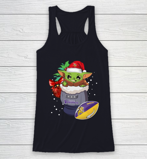 Minnesota Vikings Christmas Baby Yoda Star Wars Funny Happy NFL Racerback Tank 8