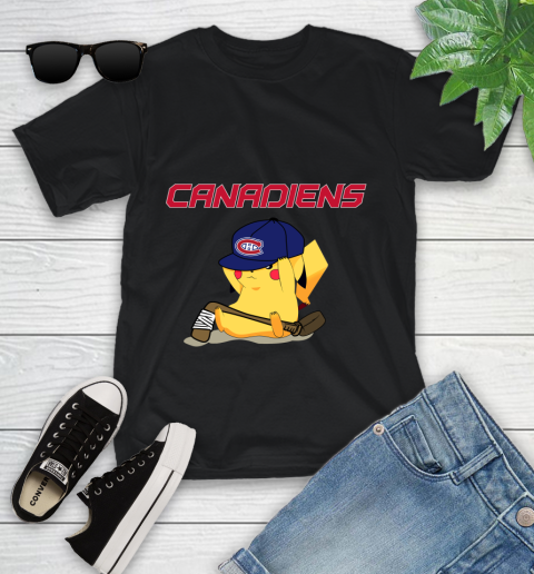 NHL Pikachu Hockey Sports Montreal Canadiens Youth T-Shirt 2