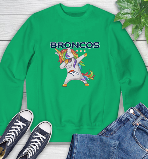 Denver Broncos NFL Football Funny Unicorn Dabbing Sports Sweatshirt 6