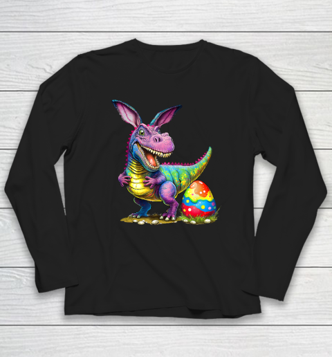 T Rex Dino Bunny Dinosaurs Hunt Eggs Happy Easter Outfit Boy Long Sleeve T-Shirt