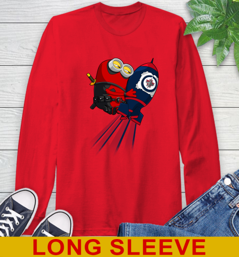 NHL Hockey Winnipeg Jets Deadpool Minion Marvel Shirt Long Sleeve T-Shirt 12