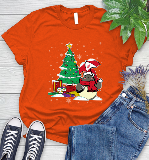 Detroit Red Wings NHL Hockey Cute Tonari No Totoro Christmas Sports Women's T-Shirt 3