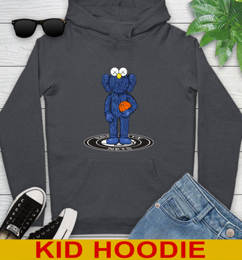 NBA Basketball Brooklyn Nets Kaws Bff Blue Figure Shirt Youth Hoodie - Image 10