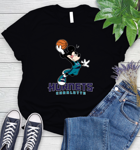 NBA Basketball Charlotte Hornets Cheerful Mickey Mouse Shirt Women's T-Shirt