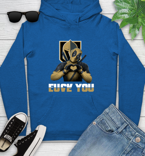 NHL Vegas Golden Knights Deadpool Love You Fuck You Hockey Sports Youth Hoodie 11