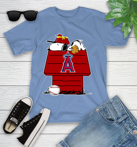 MLB Los Angeles Angels Snoopy Woodstock The Peanuts Movie Baseball T Shirt Youth T-Shirt 11