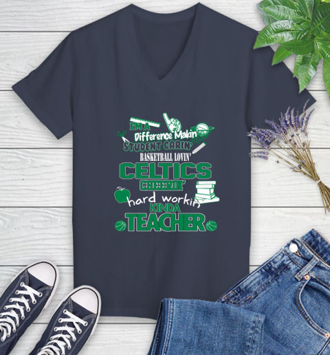 Boston Celtics NBA I'm A Difference Making Student Caring Basketball Loving Kinda Teacher Women's V-Neck T-Shirt 12