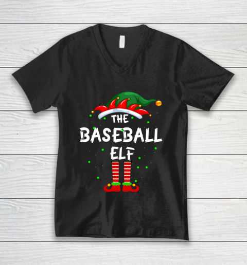 Baseball Elf Family Matching Group Funny Christmas Pajama V-Neck T-Shirt