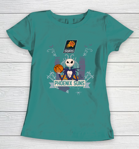 NBA Phoenix Suns Basketball Jack Skellington Halloween Women's T-Shirt 10