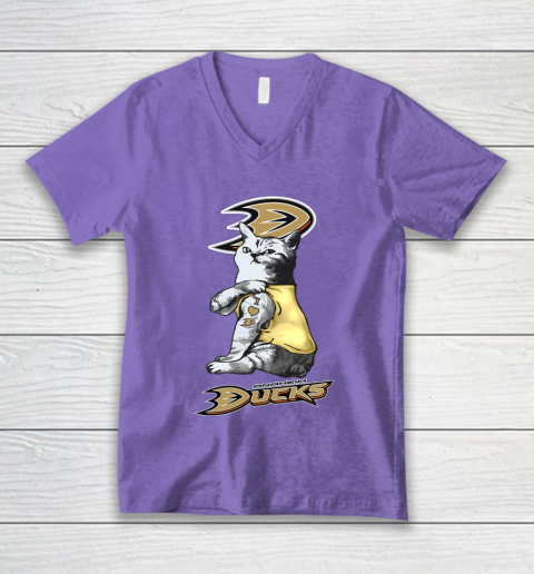 NHL My Cat Loves Anaheim Ducks Hockey V-Neck T-Shirt 8