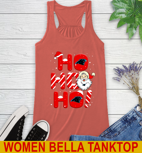 Carolina Panthers NFL Football Ho Ho Ho Santa Claus Merry Christmas Shirt Racerback Tank 3