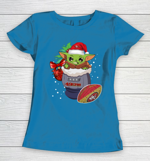 San Francisco 49ers Christmas Baby Yoda Star Wars Funny Happy NFL Women's T-Shirt 7