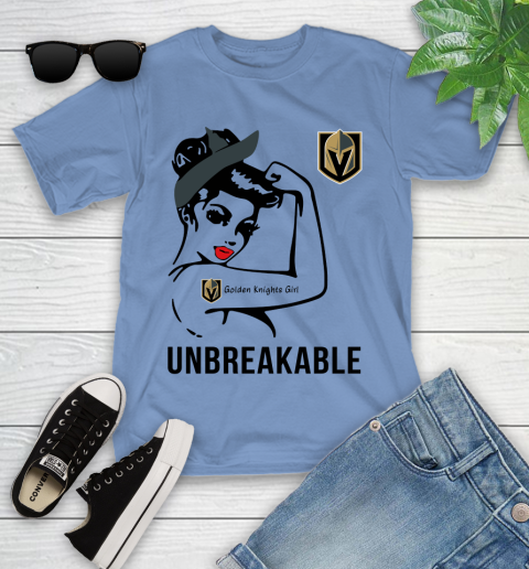 NHL Vegas Golden Knights Girl Unbreakable Hockey Sports Youth T-Shirt 9