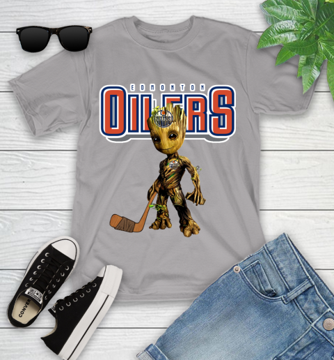 Edmonton Oilers NHL Hockey Groot Marvel Guardians Of The Galaxy Youth T-Shirt 4
